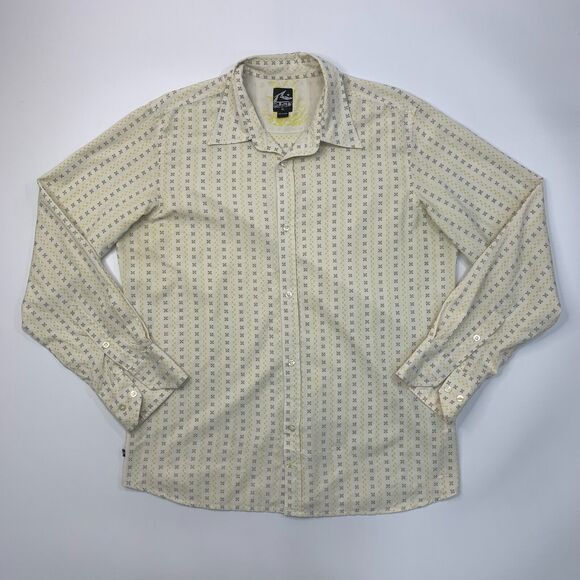 RUSTY Shirt Men XL Extra Large Maze Button Up Patterned Long Sleeve Cotton Blend - Picture 2 of 9